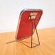 Petit miroir barbier vintage chromé 10×15 dos rouge