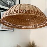 Vintage braided wicker pendant lamp