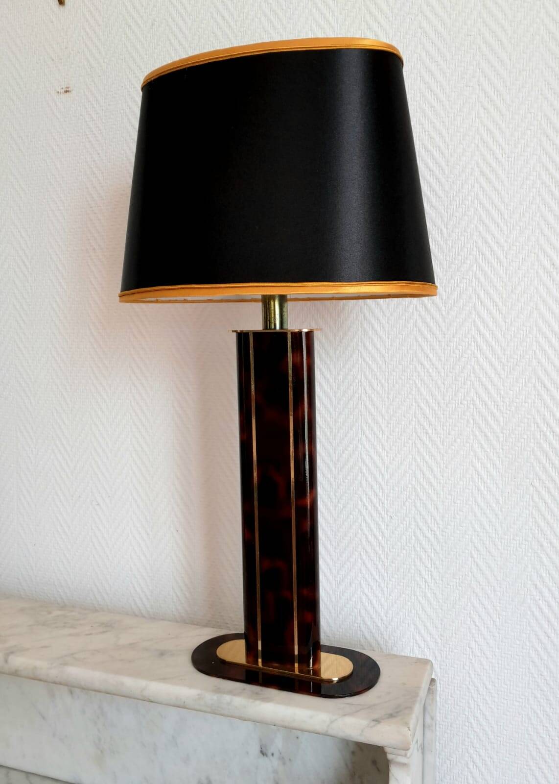 Lampe écaille Hollywood Regency noir et or