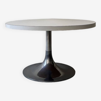 table basse tulipe pivotante en aluminium brossé, design 1970