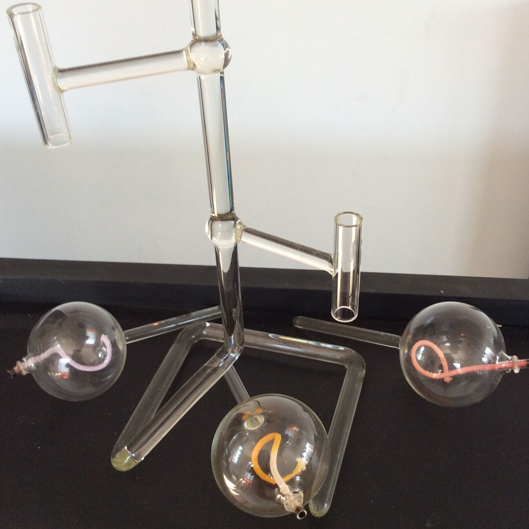 Vintage blown glass oil lamp