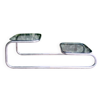 Table basse chrome et verre fumé