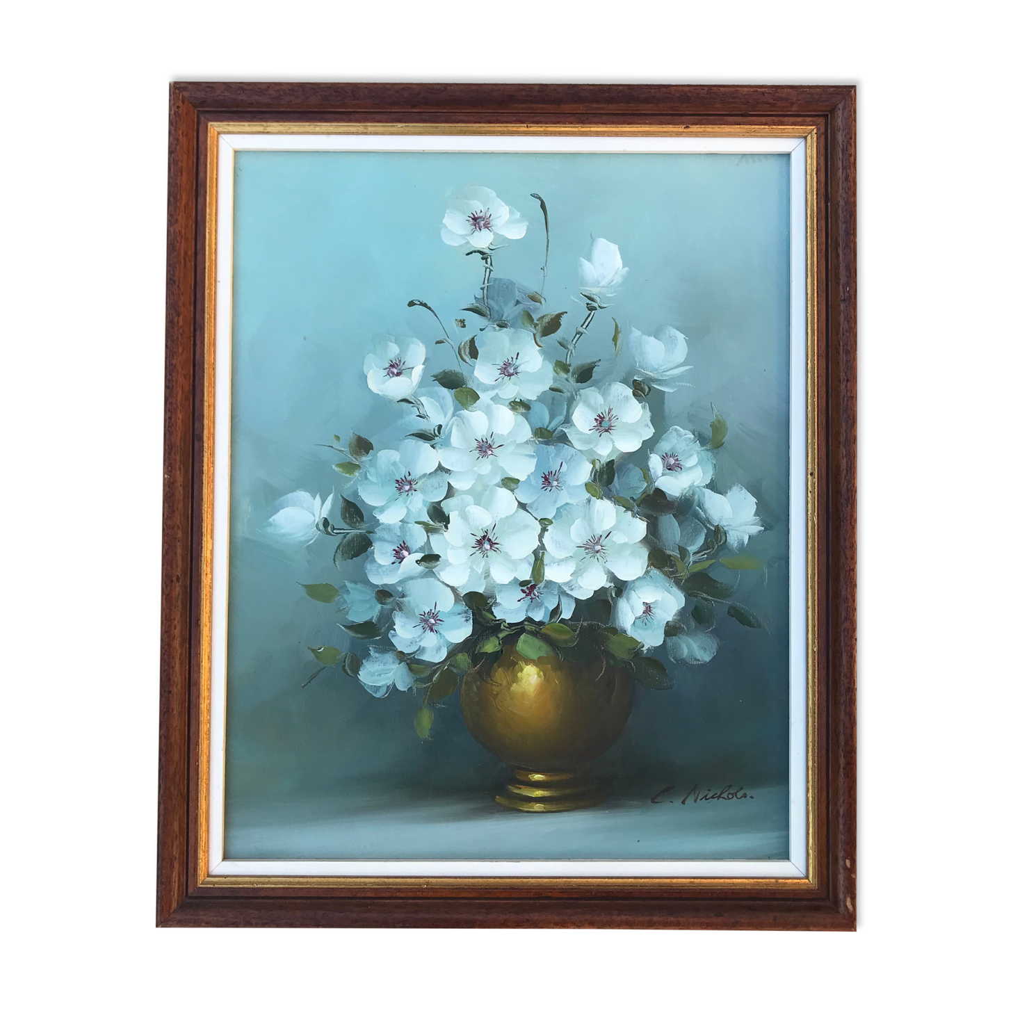 Gouache on canvas signed C Nichols