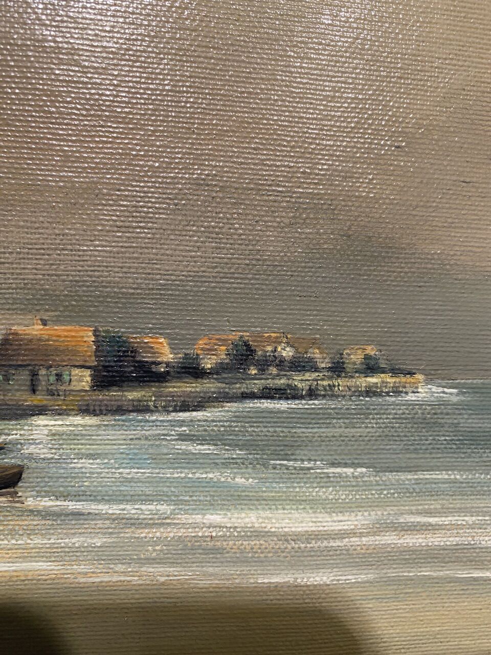Old painting, landscape by the sea, XX century