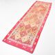 Red & Brown Geometric Vintage Runner Rug, 93x290Cm