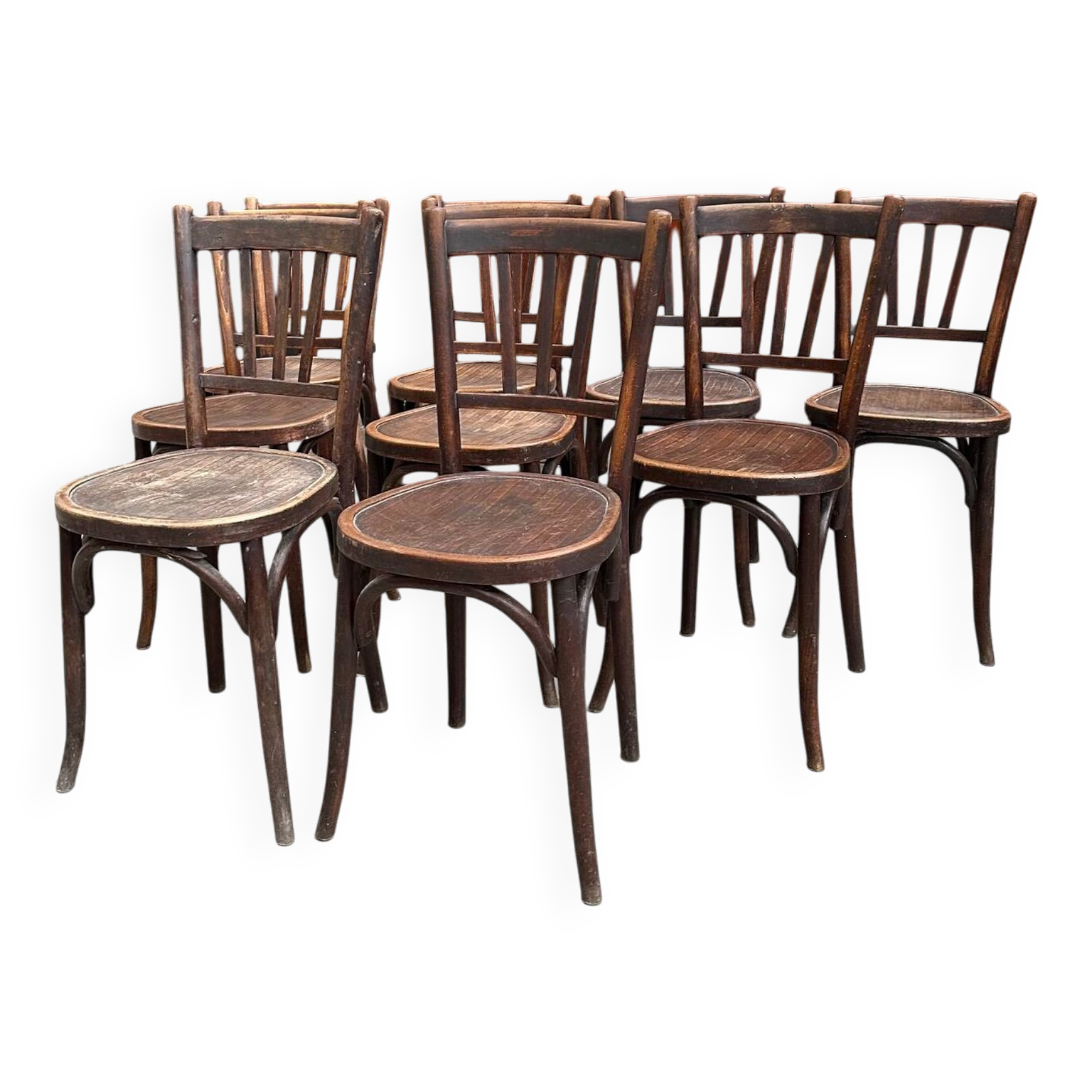 Suite of 9 bistro chairs from the early 20th century