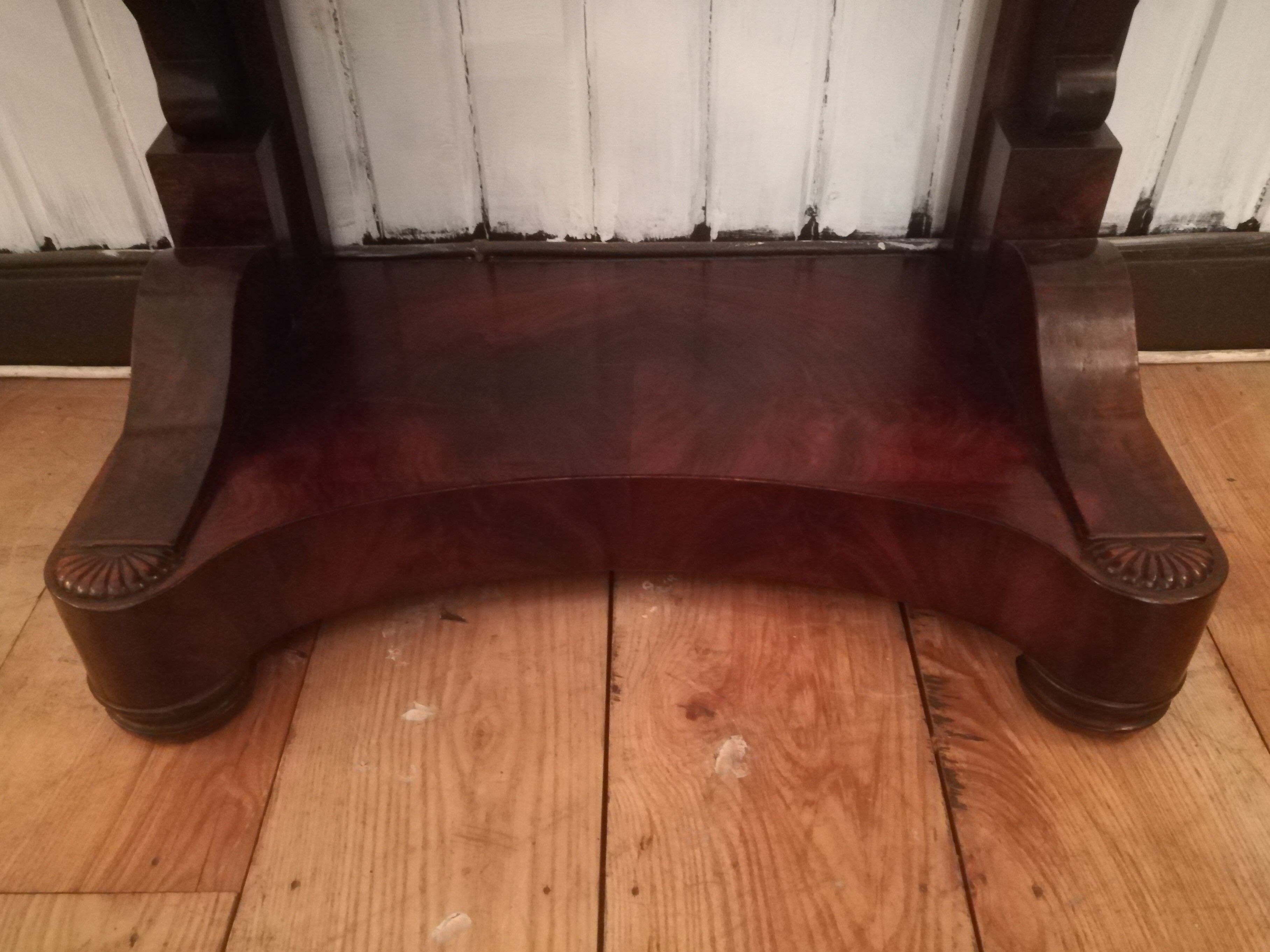 Consoles pair restoration in mahogany and black granite