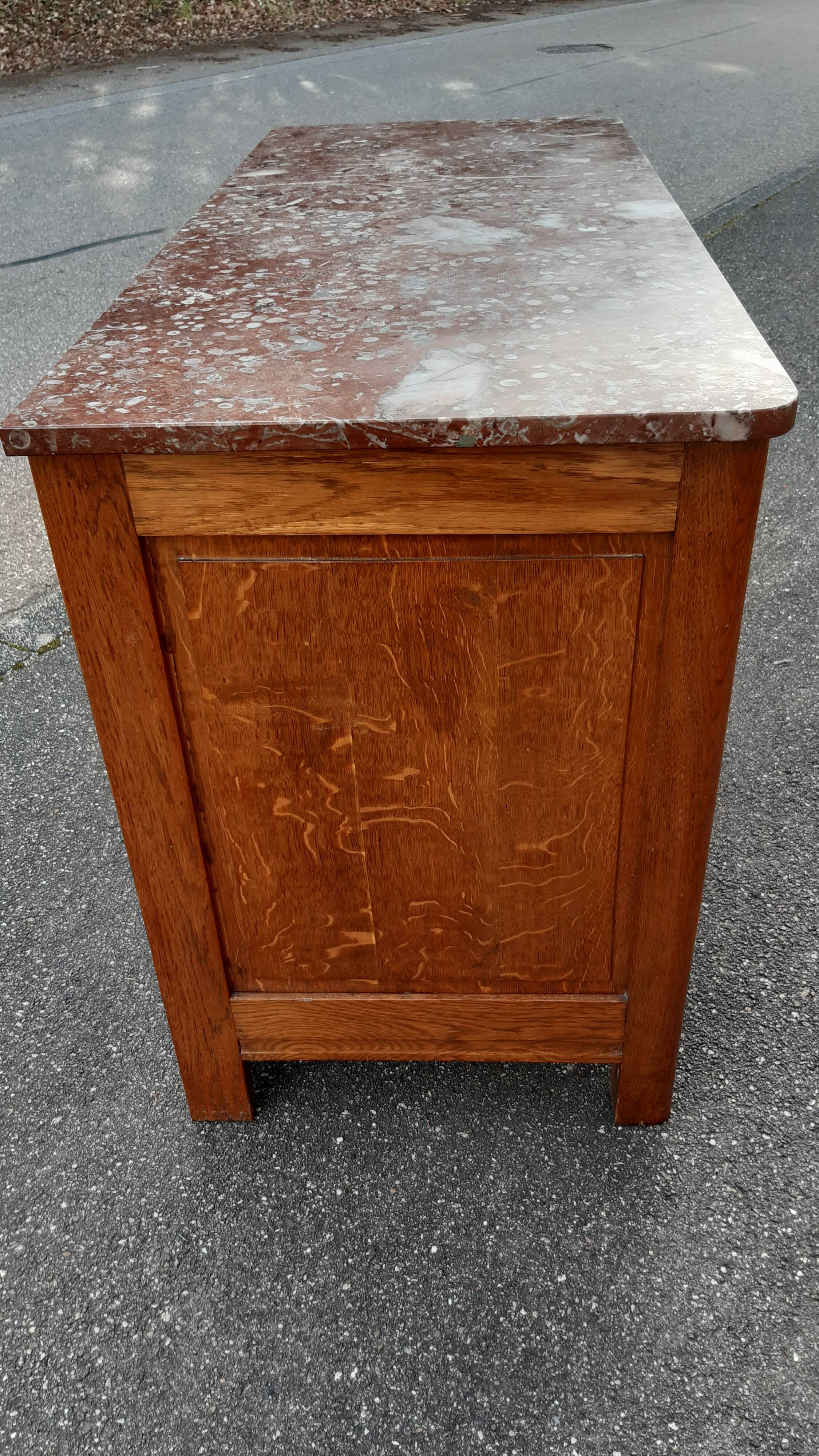 Commode art déco marbre et chêne
