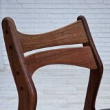 1960s, set of 4 reupholstered Danish dining chairs, design by Erik Buck.