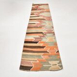 Tribal Pattern Vintage Kilim Runner Rug, 80x347Cm