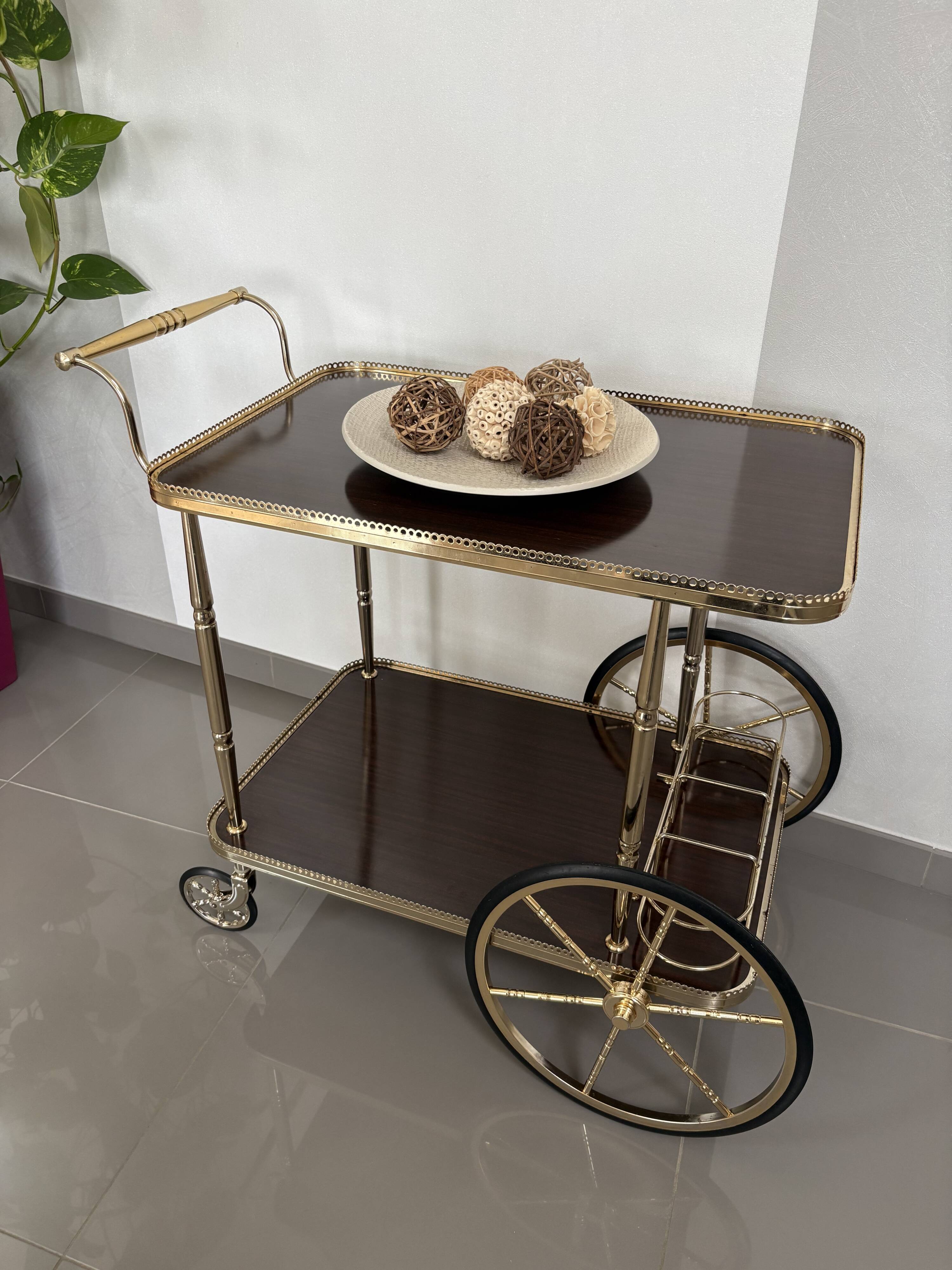 Desserte roulante - Chariot de bar vintage - Style Hollywood Regency