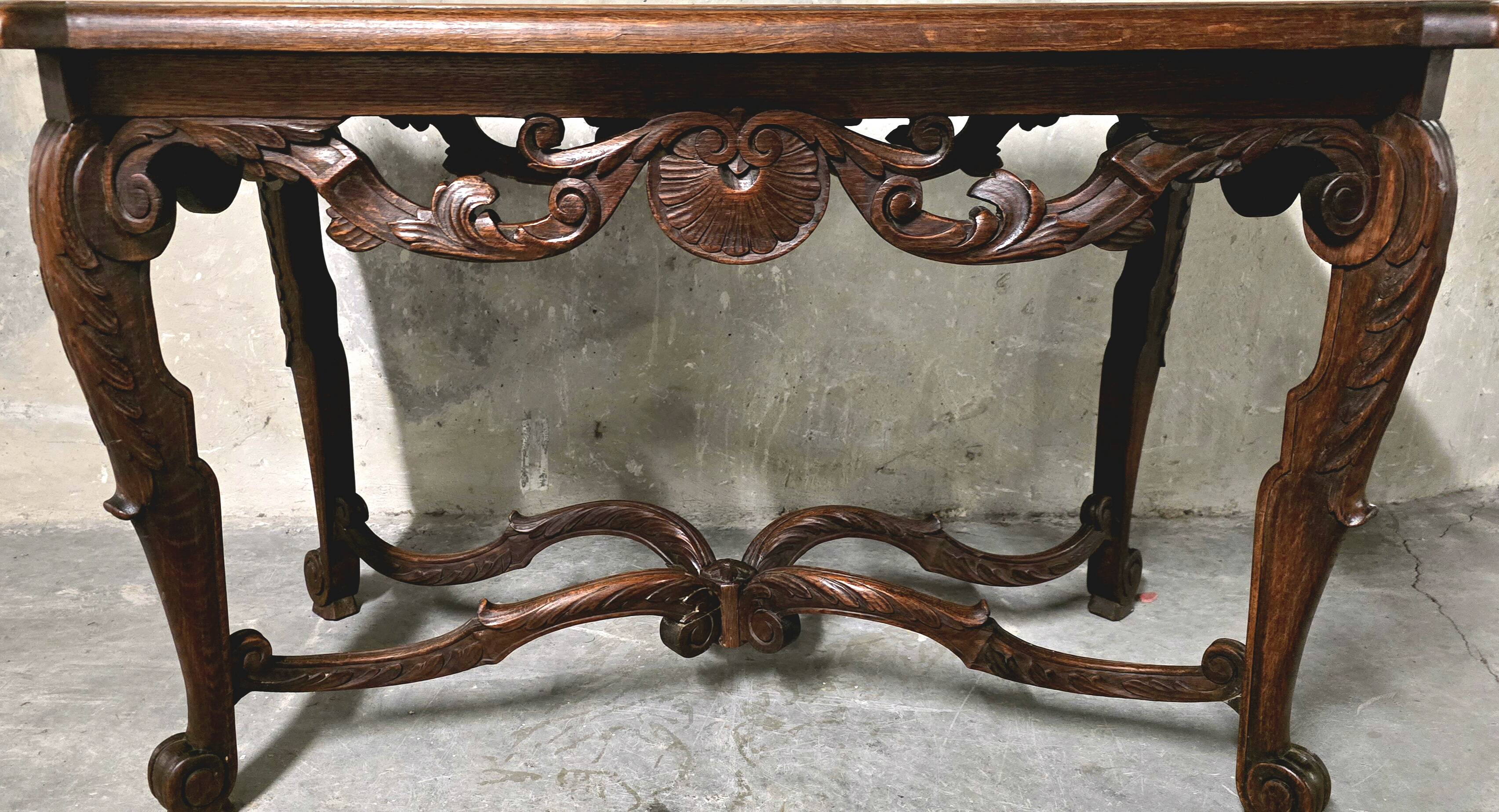 Oak side table – Louis XV style – late 19th century