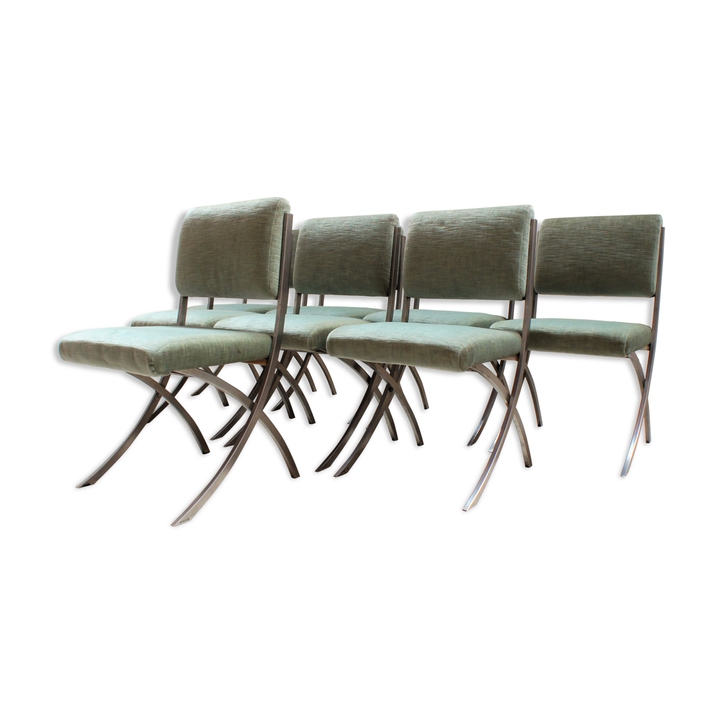 Series of eight vintage chairs, Paul Legeard