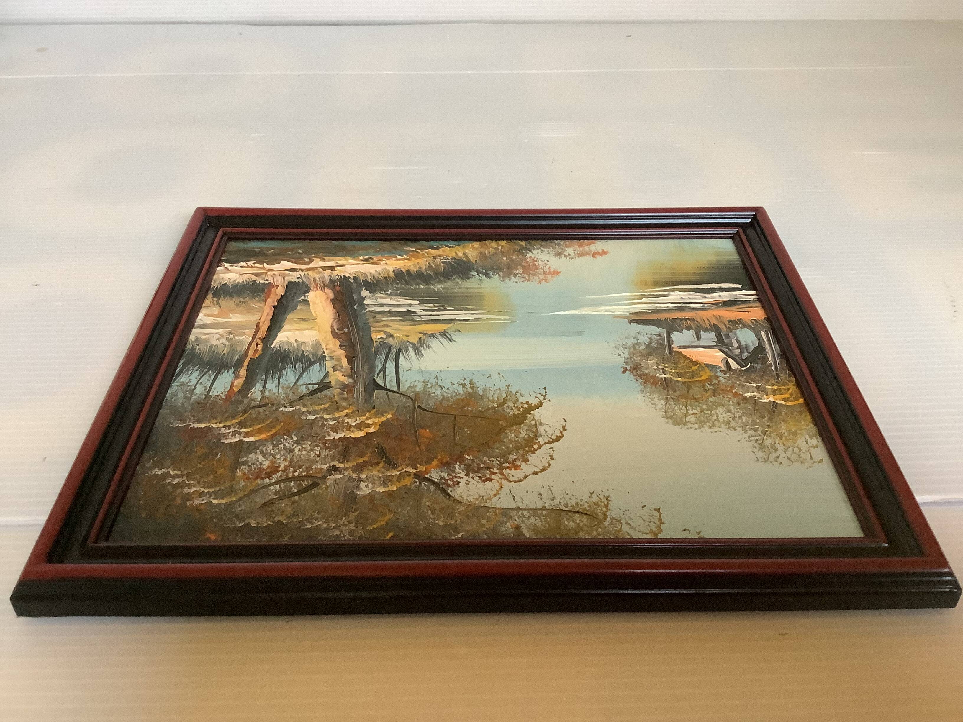 Small landscape painting in oil on panel.