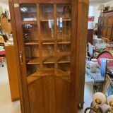 1940s school library in light oak with glass door and shelves