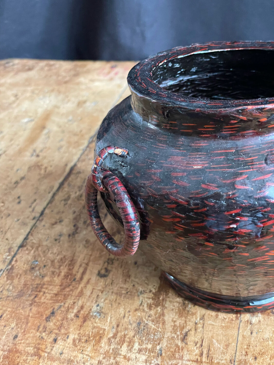 Vintage Japanese woven bamboo vase