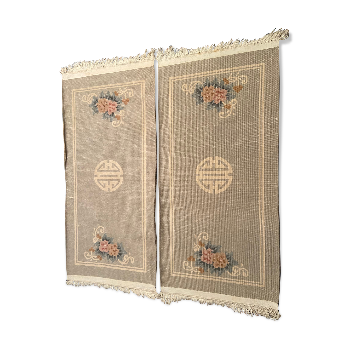 Paire de tapis chinois Canton Chine 159x70cm