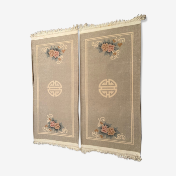 Paire de tapis chinois Canton Chine 159x70cm