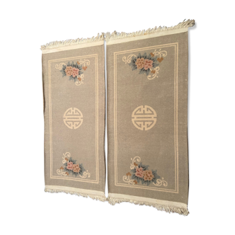 Paire de tapis chinois Canton Chine 159x70cm