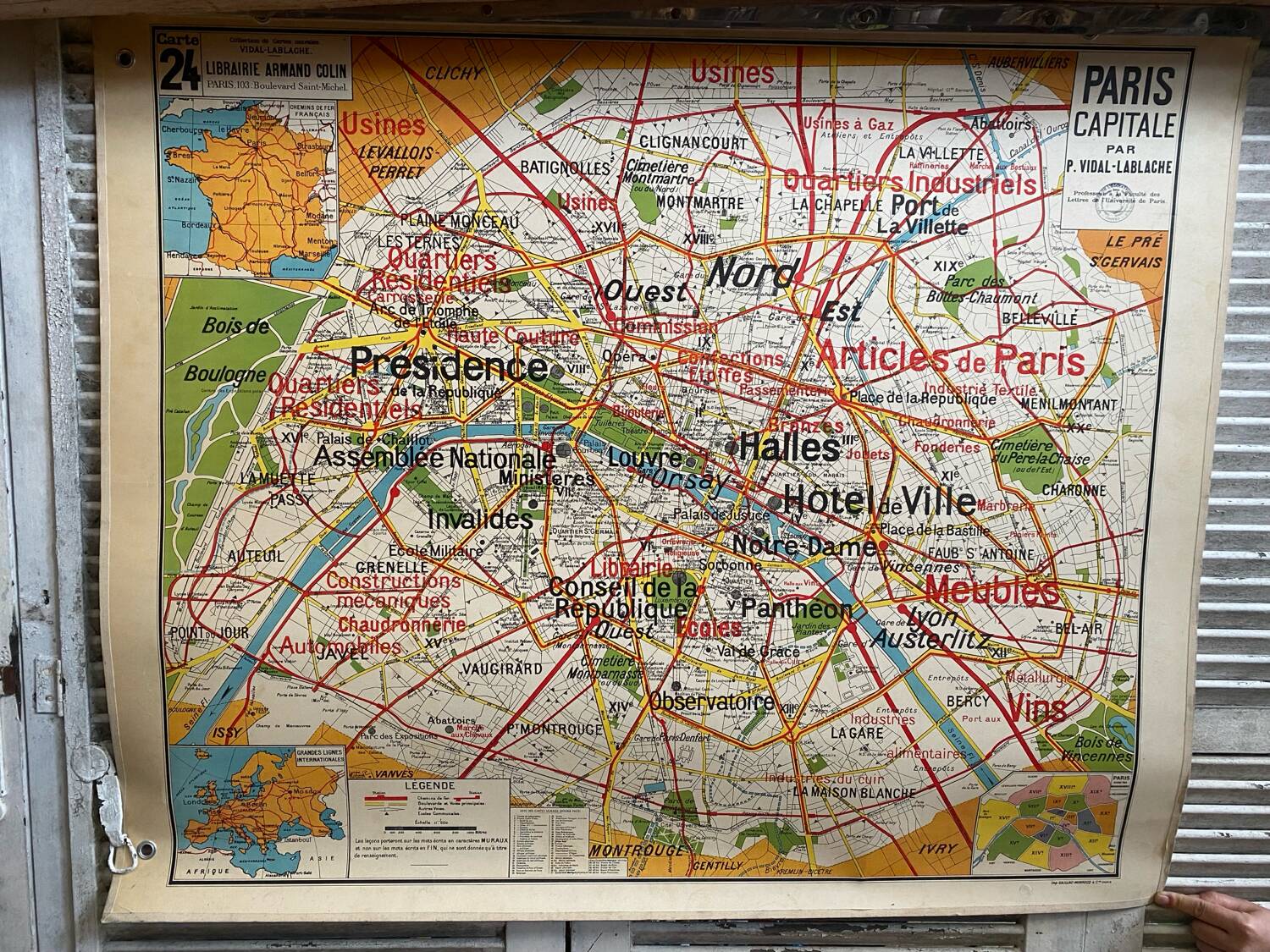 Old School Map School PARIS & Surrounding Areas Numbers 24 & 24bis Vintage