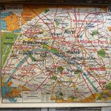 Old School Map School PARIS & Surrounding Areas Numbers 24 & 24bis Vintage