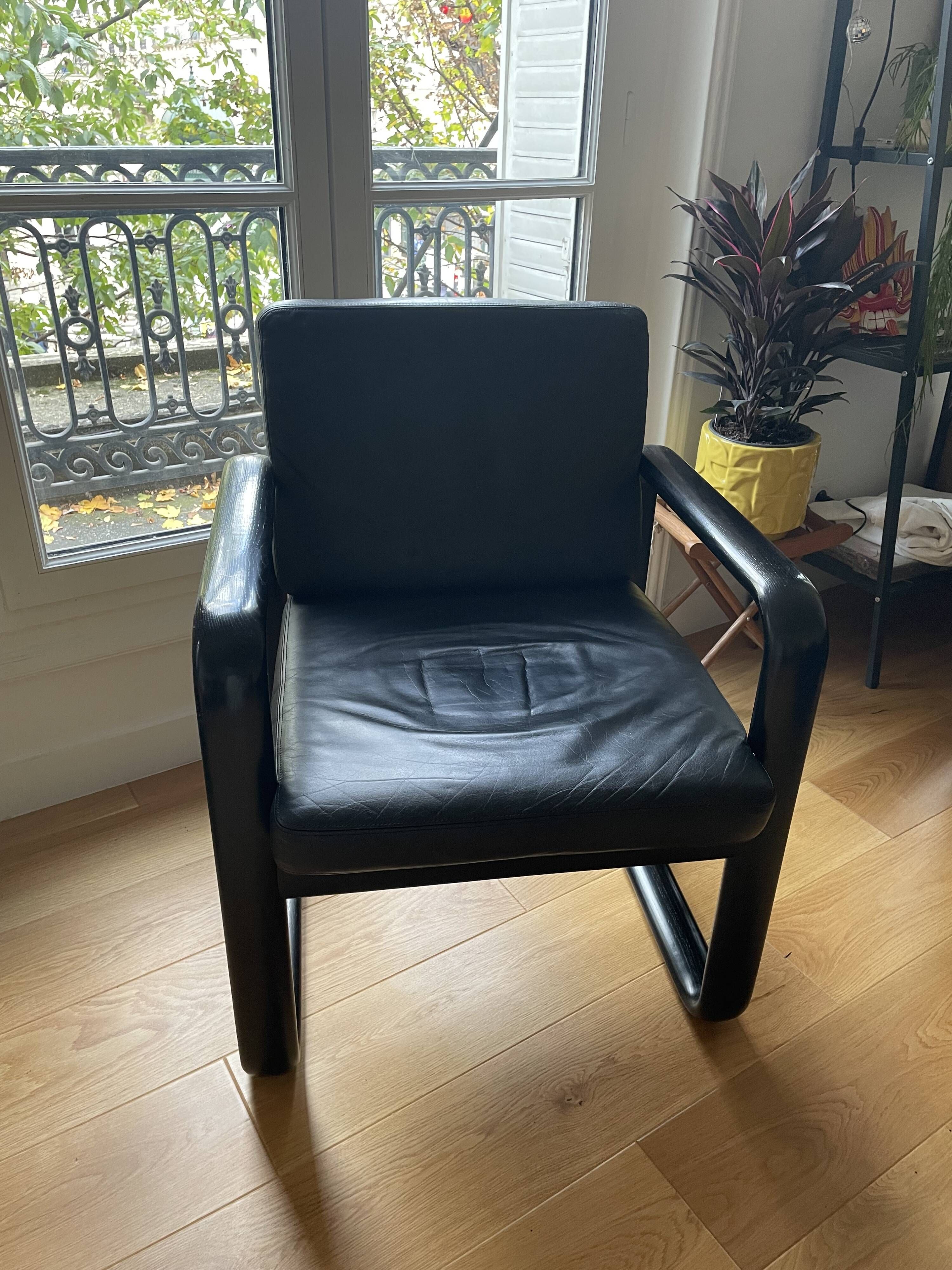 Hombre leather armchair by Burkhard Vogtherr vintage 70s