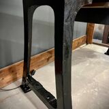 Old wood and cast iron workbench