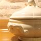 Ivory soup tureen from Sarreguemines in earthenware.
