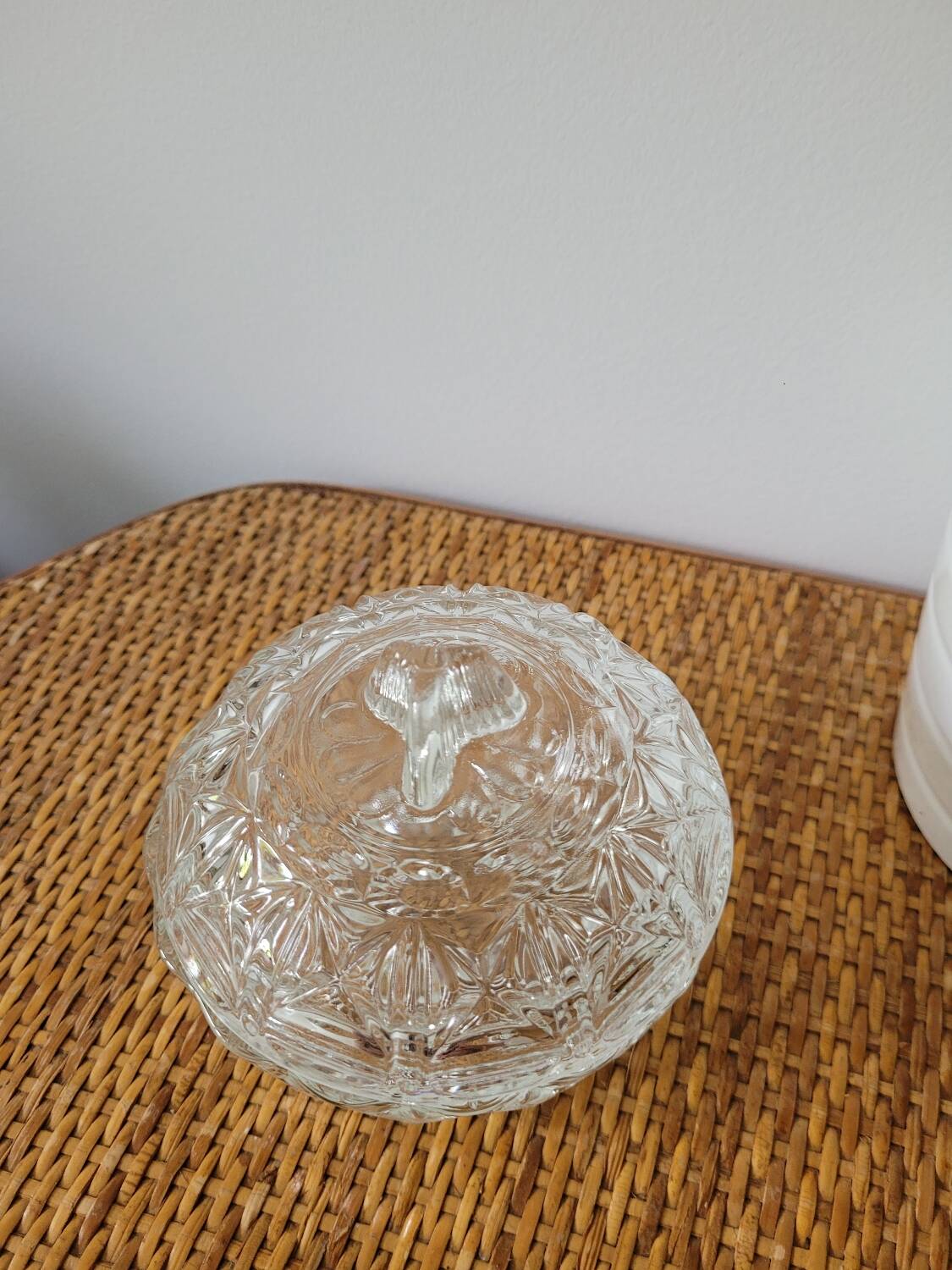 Molded glass sugar bowl