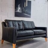 2-seater Scandinavian leather sofa 1970s
