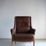 Fauteuil lounge en cuir marron | Pays-Bas | Années 1980