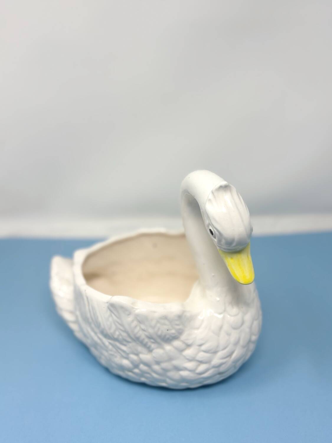 Italian ceramic swan shaped flowerpot