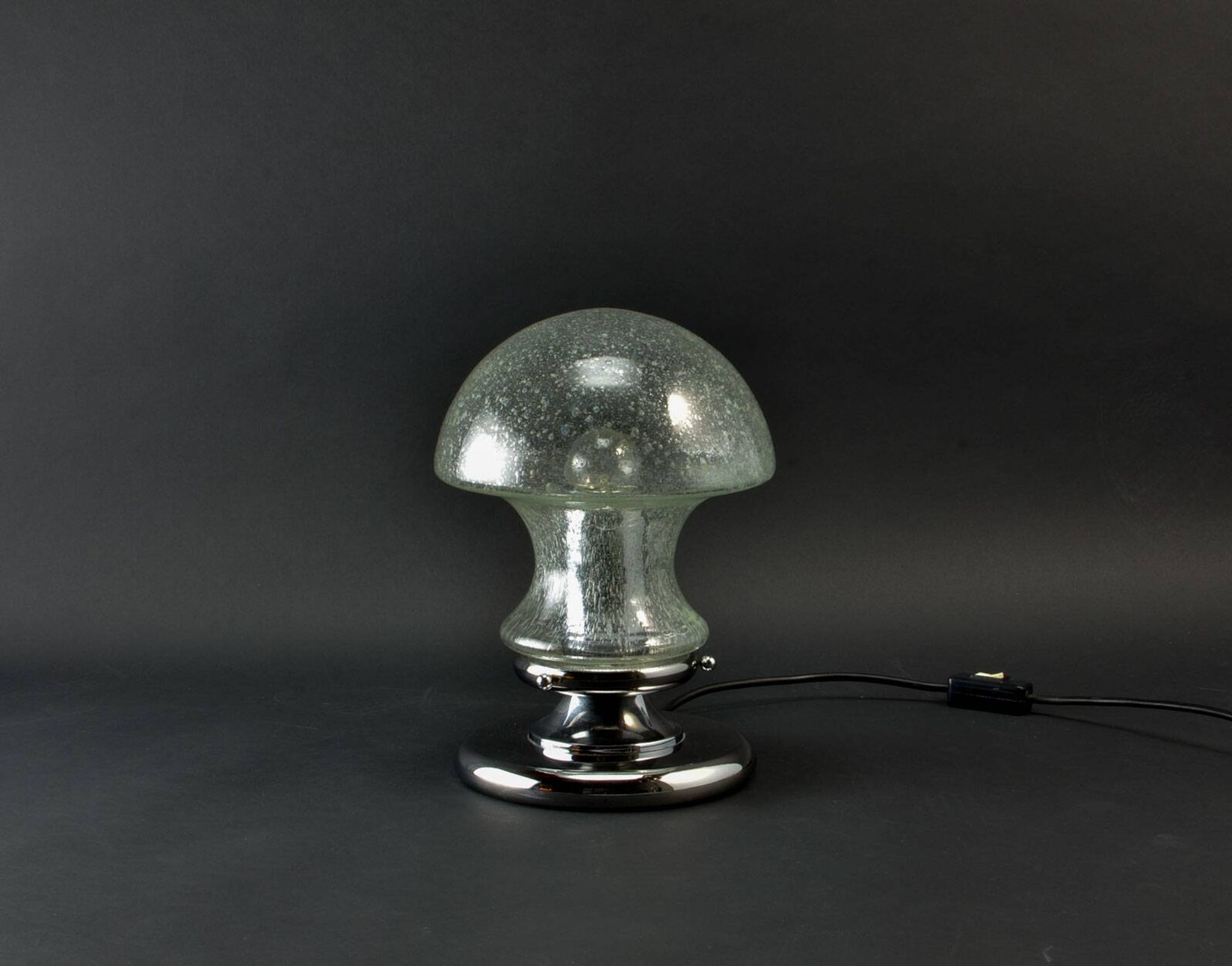Mid-Century Chrome and Glass Mushroom Table Lamp by Baum Leuchten, 1970s