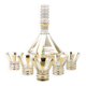 Mid-century modern liqueur set, clear gilded glass, Kamenický Šenov, Czechoslovakia, 1950s