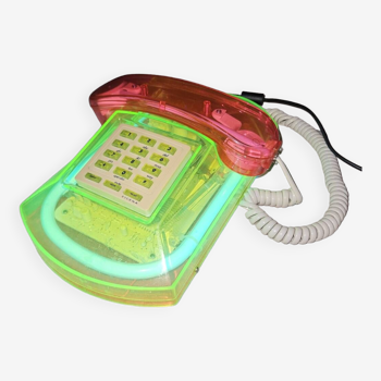 Téléphone vintage roxanne cicena lucite rose jaune néon modèle 101