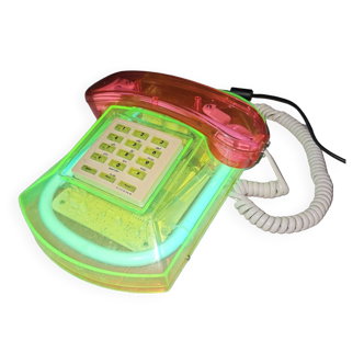 Téléphone vintage roxanne cicena lucite rose jaune néon modèle 101