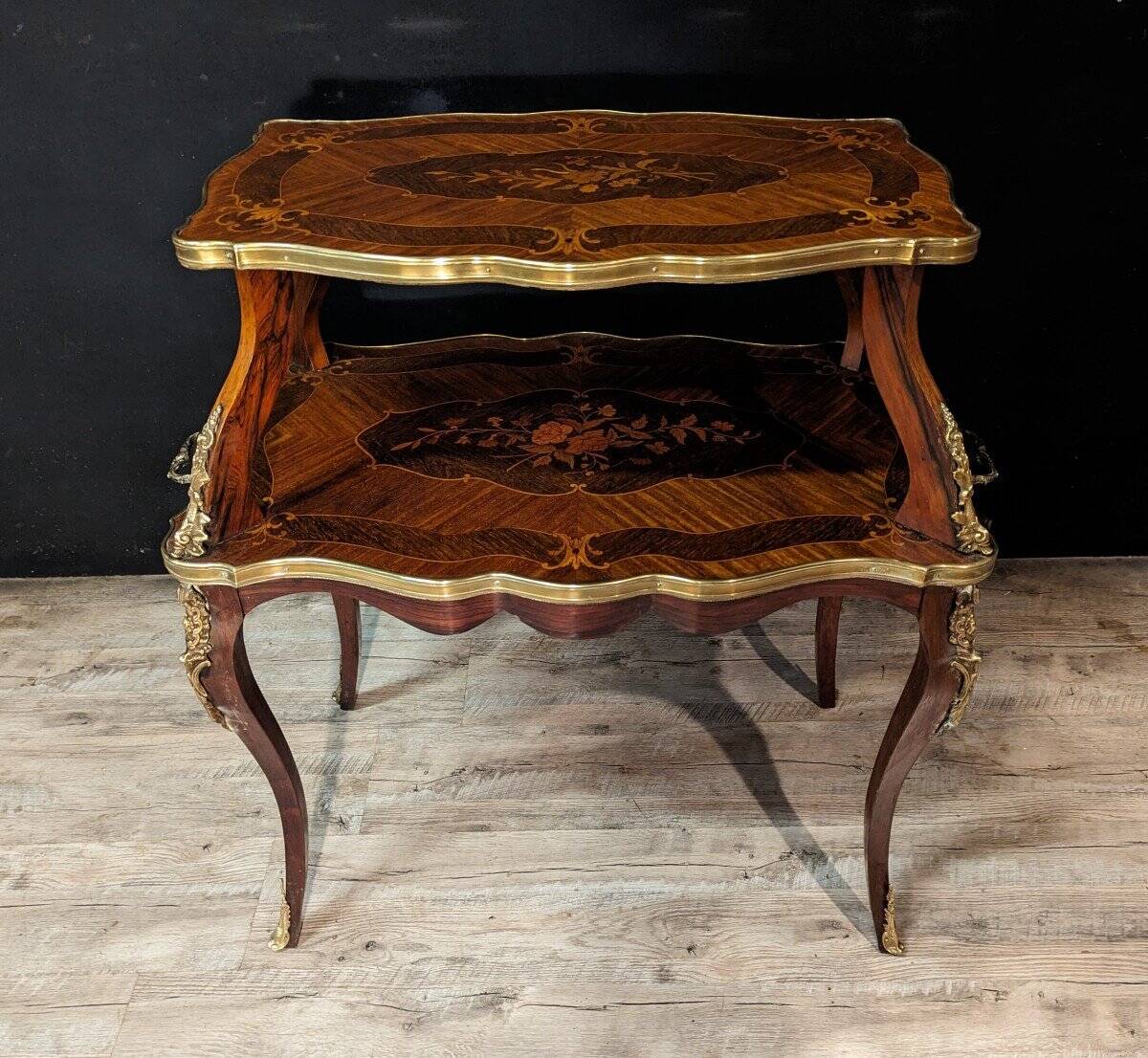 Louis XV Style Marquetry Tea Table