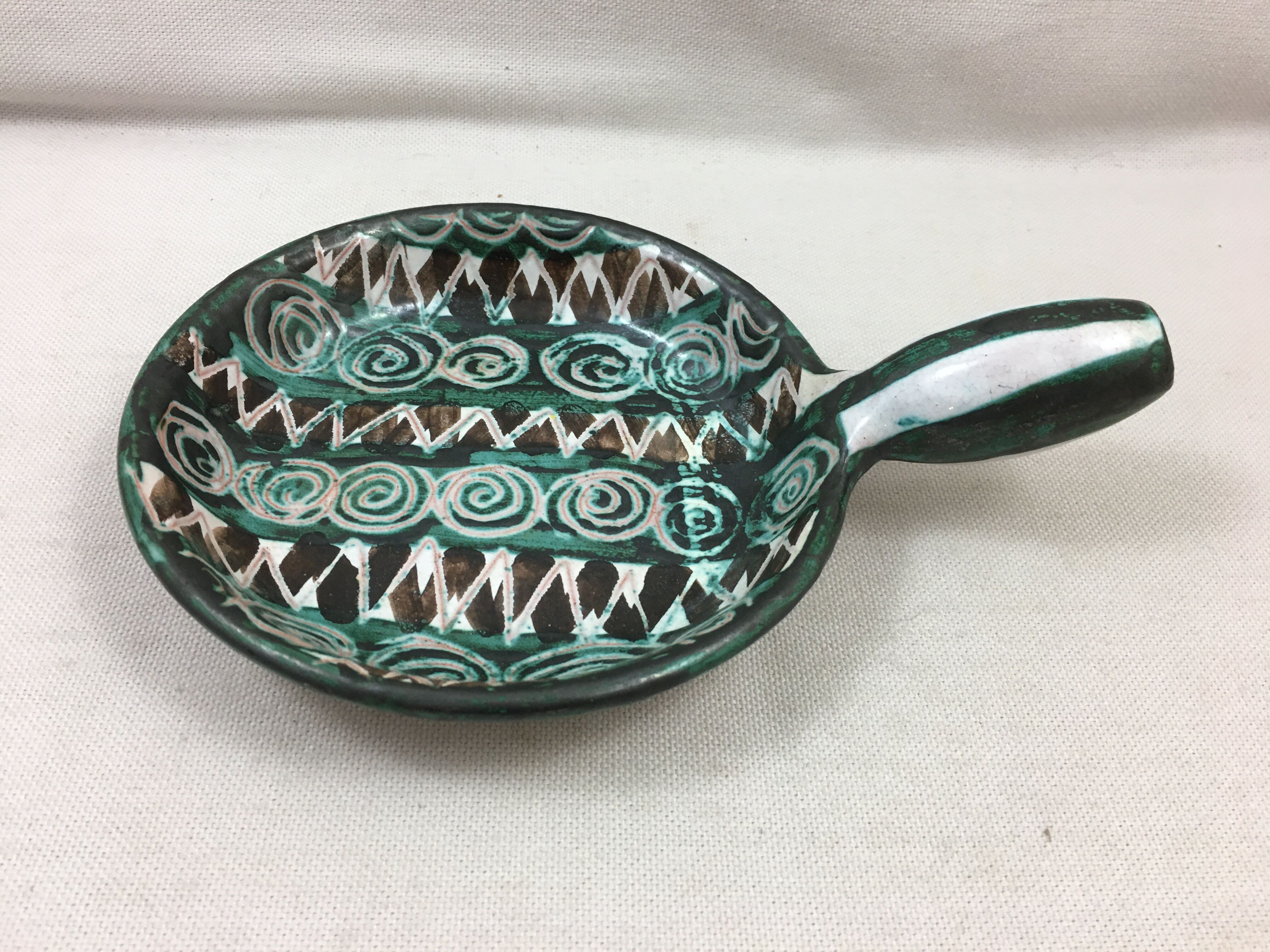 Pan caquelon ceramic Vallauris signed RP Robert Picault vintage year 70