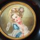 Miniature peinte à la main d'apres Fragonard cadre en bois vers 1900