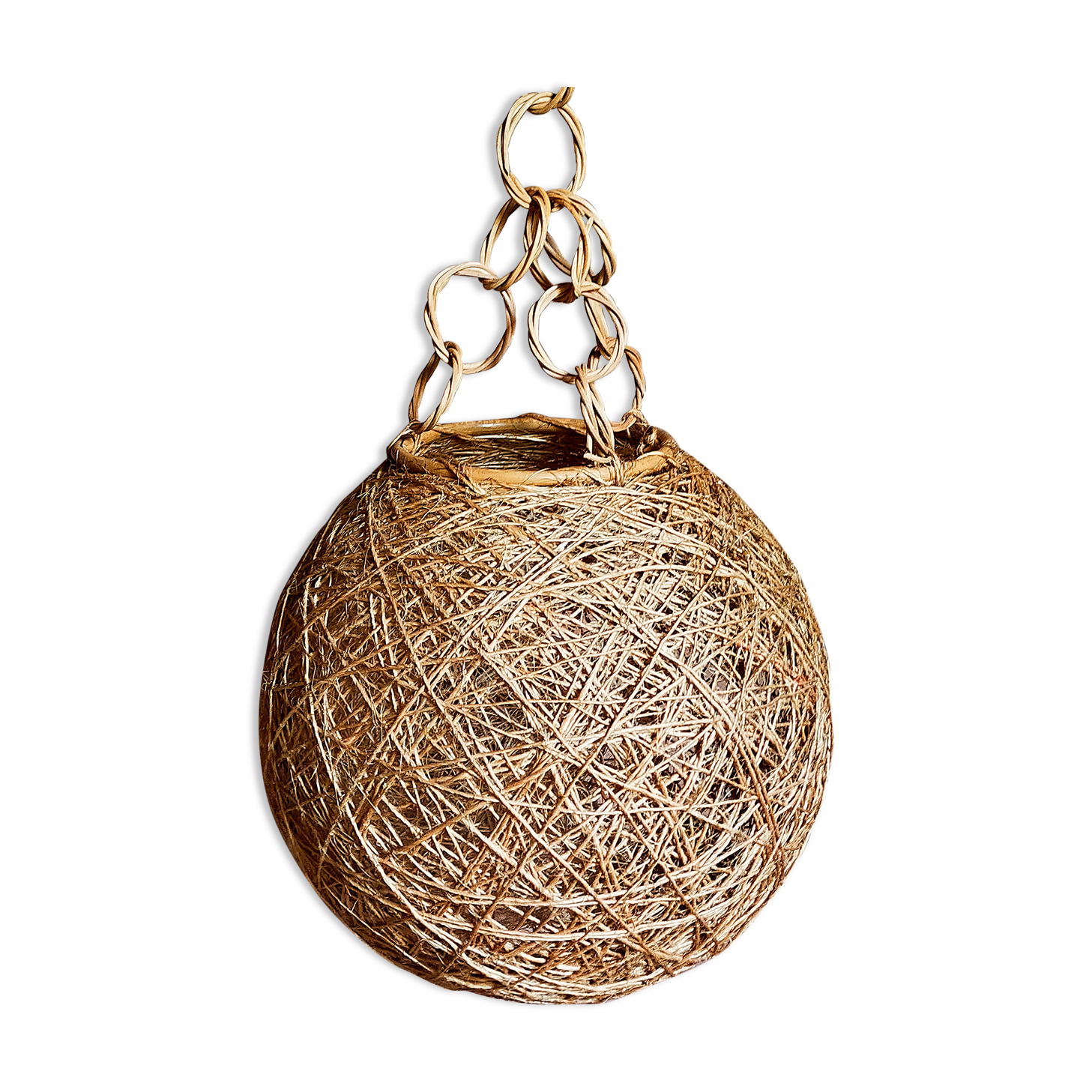 Lampshade suspension vintage wicker ball and natural string
