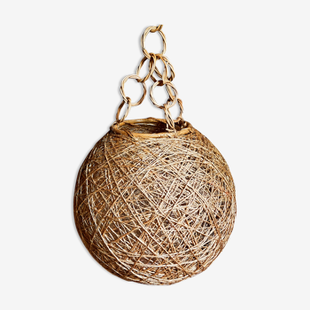 Lampshade suspension vintage wicker ball and natural string