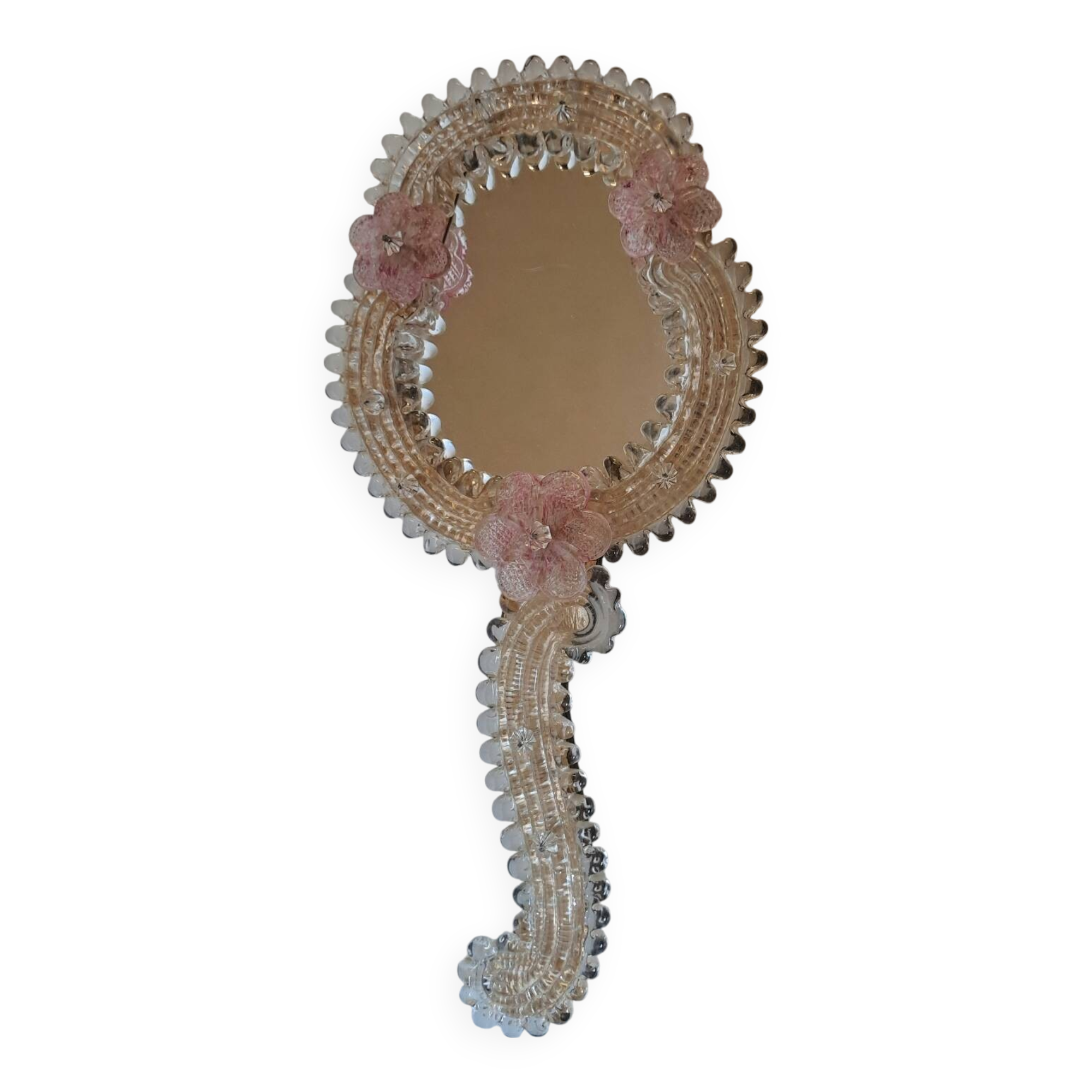 Venetian hand-held vanity mirror