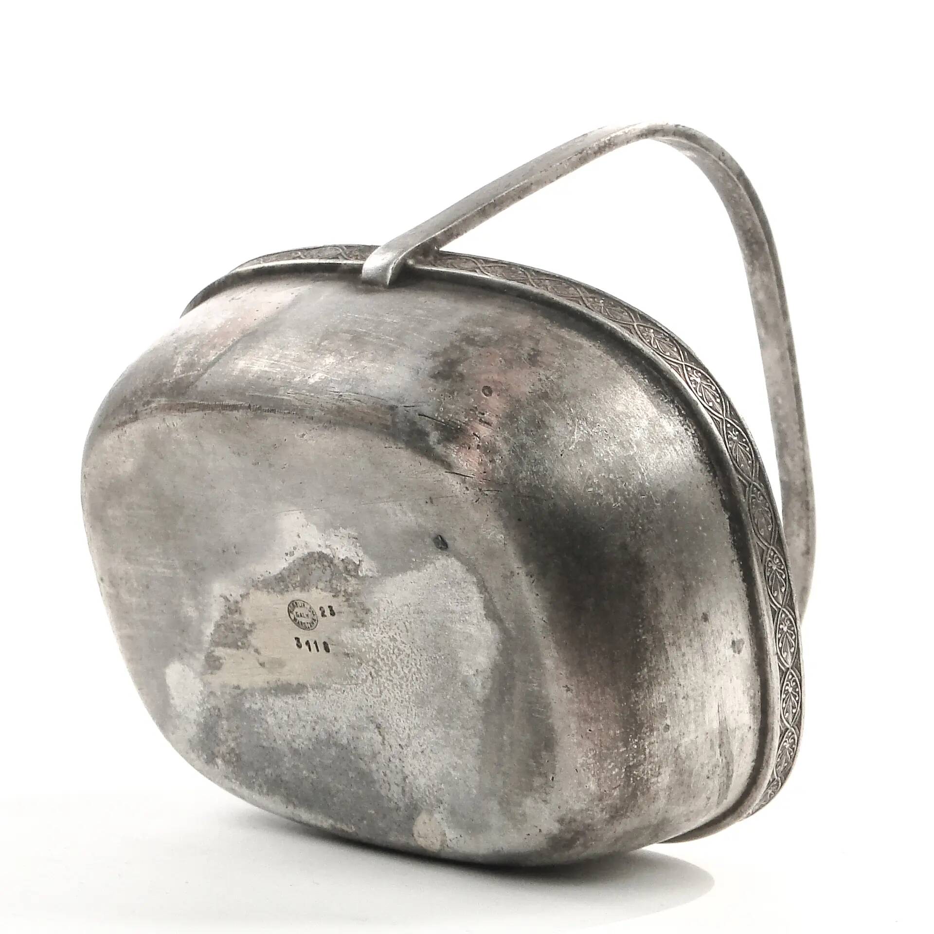 Art Deco nut basket, silver-plated metal, Norblin, Poland, 1930s
