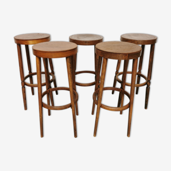 Set of 5 vintage Baumann bar stools