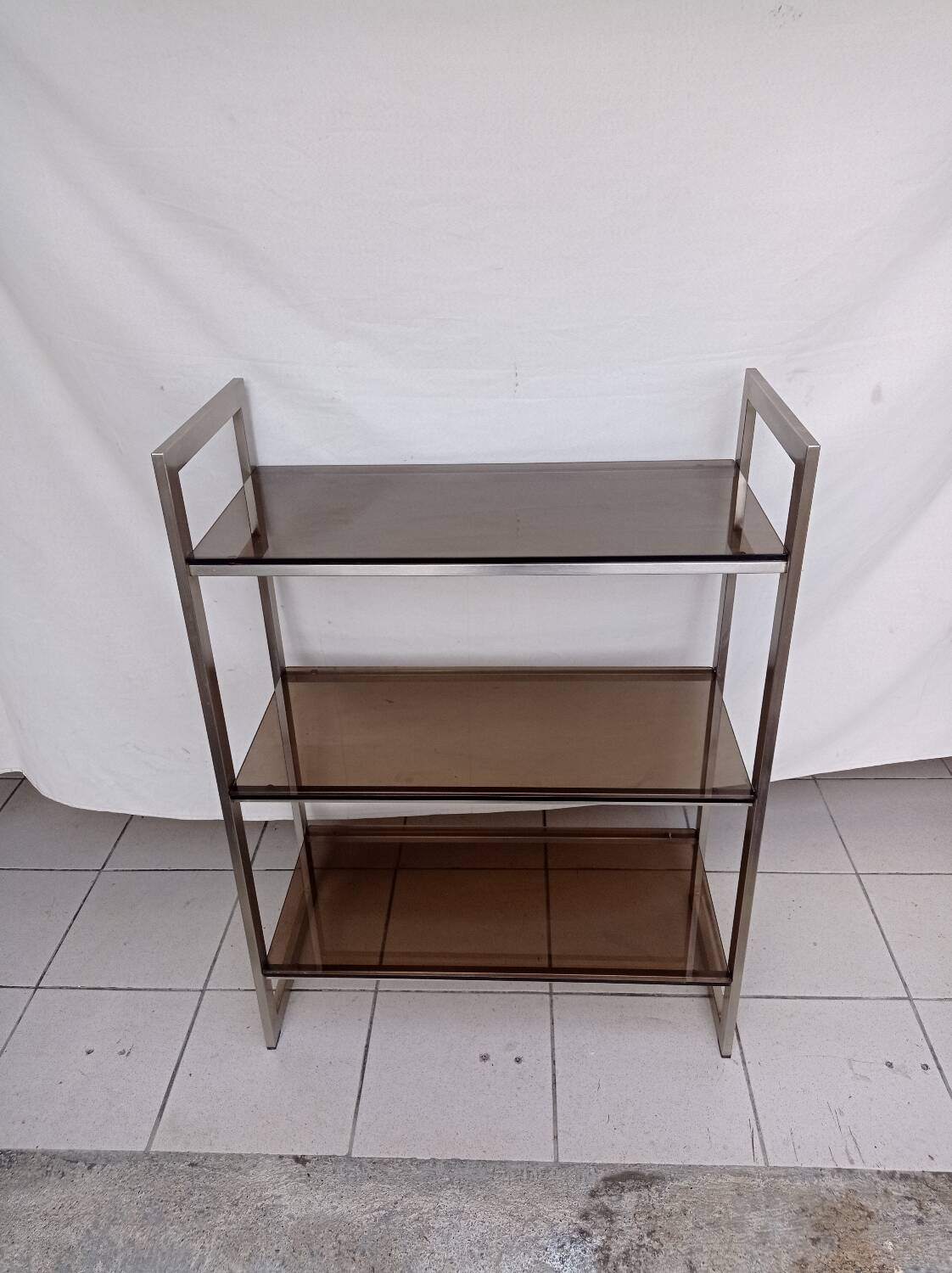 Metal and smoked glass shelf