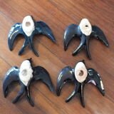 4 vintage swallows - tiled wall decoration