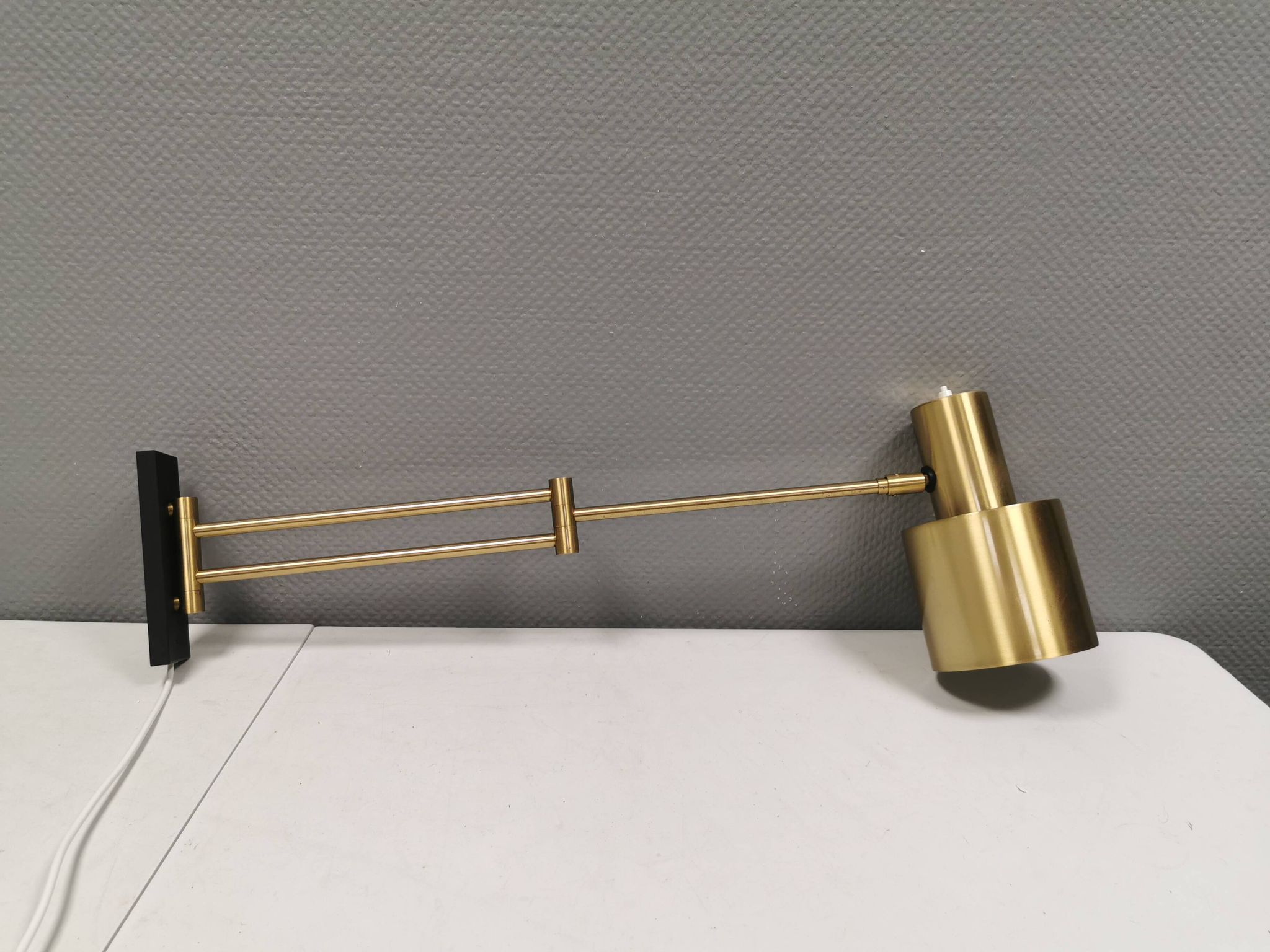 Horisont wall lamps in brass, designed by Jo Hammerborg in 1969, for Danish Fog&Mørup.