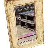 Off-White Mirror Old Teak Wood Patina