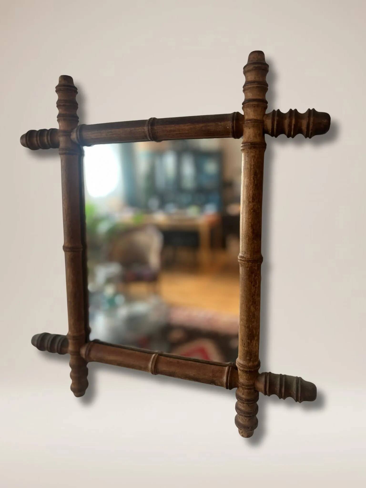 Bamboo wood mirror from the early 20th century.
