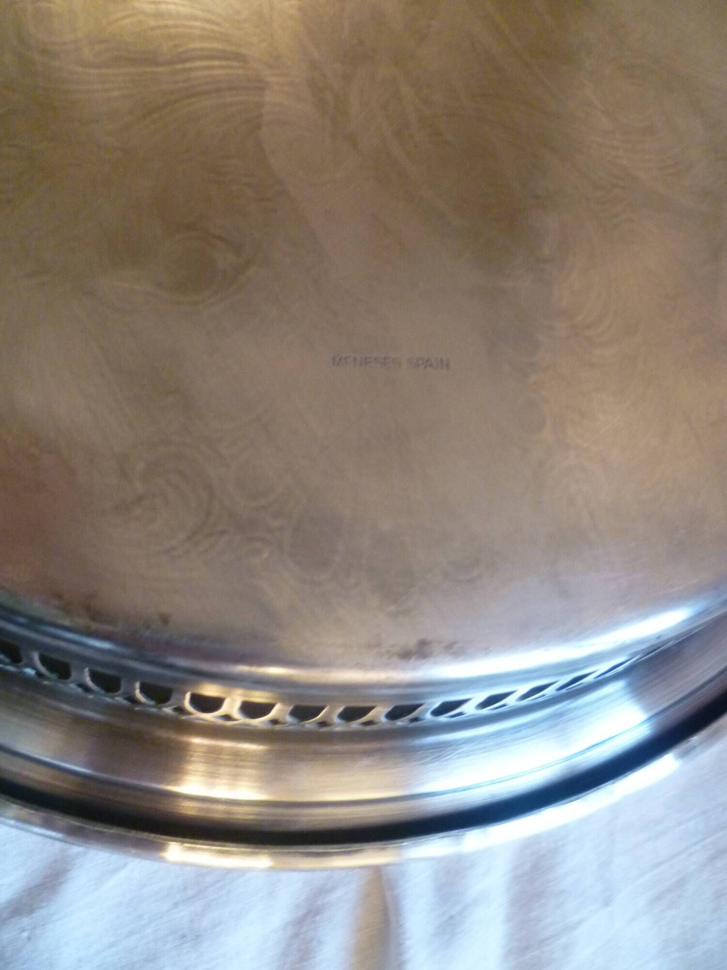 Large oval gallery serving tray in silver metal